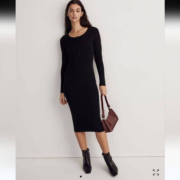 Madewell Henley Sweater Midi Dress - Picture 1 of 9